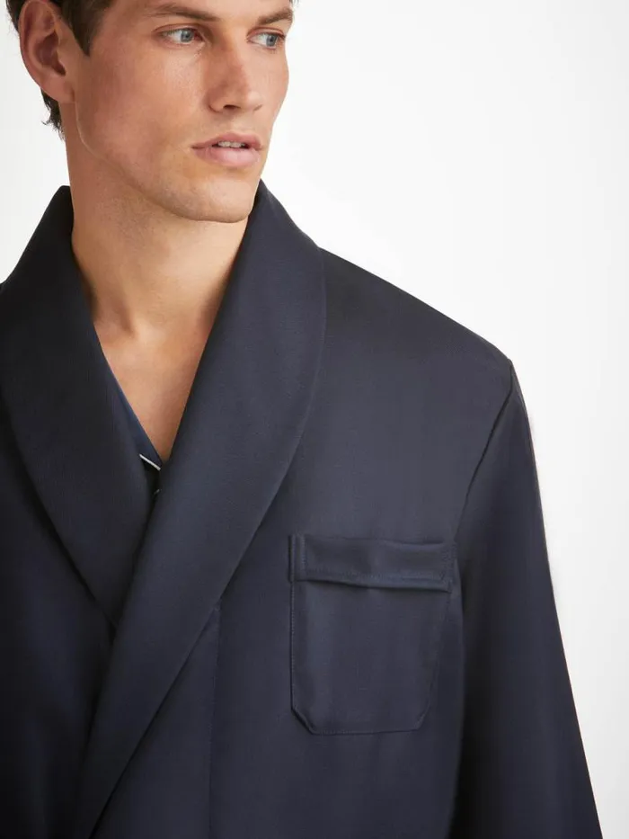 Derek Rose Smoking Jackets Men Smoking Jacket Westminster 2 Wool Navy