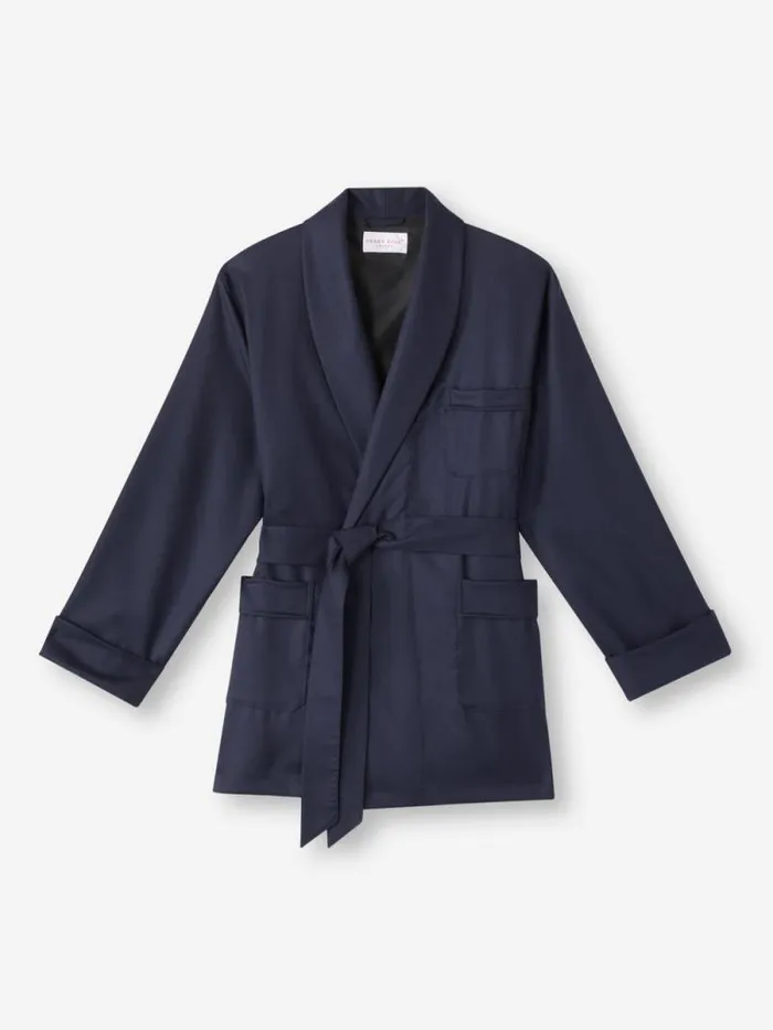 Derek Rose Smoking Jackets Men Smoking Jacket Westminster 2 Wool Navy