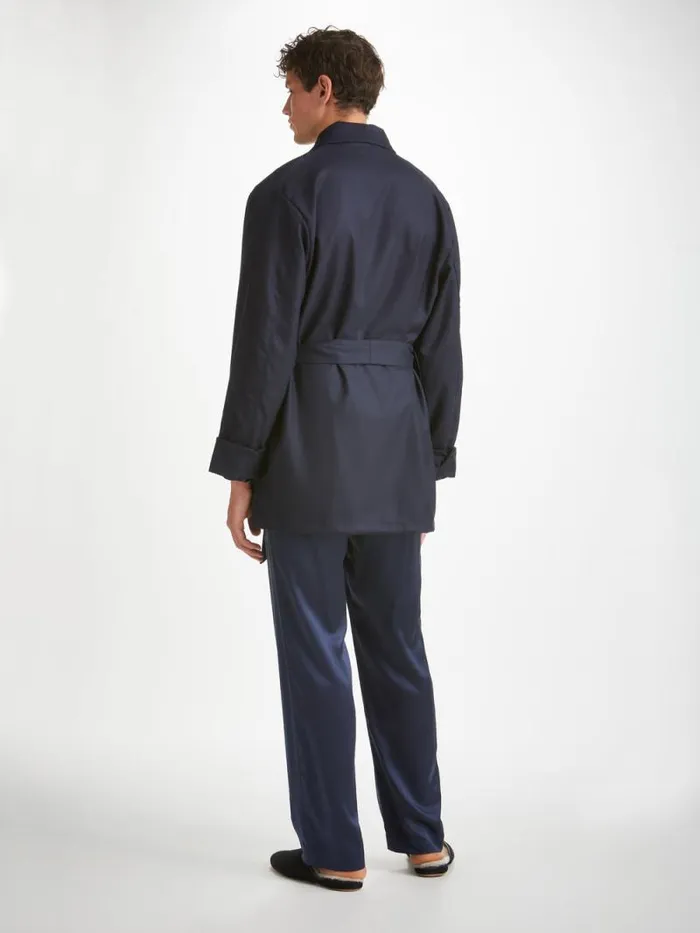 Derek Rose Smoking Jackets Men Smoking Jacket Westminster 2 Wool Navy
