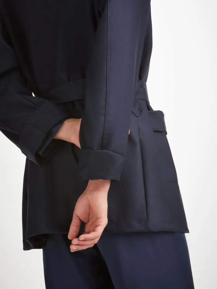 Derek Rose Smoking Jackets Men Smoking Jacket Westminster 2 Wool Navy