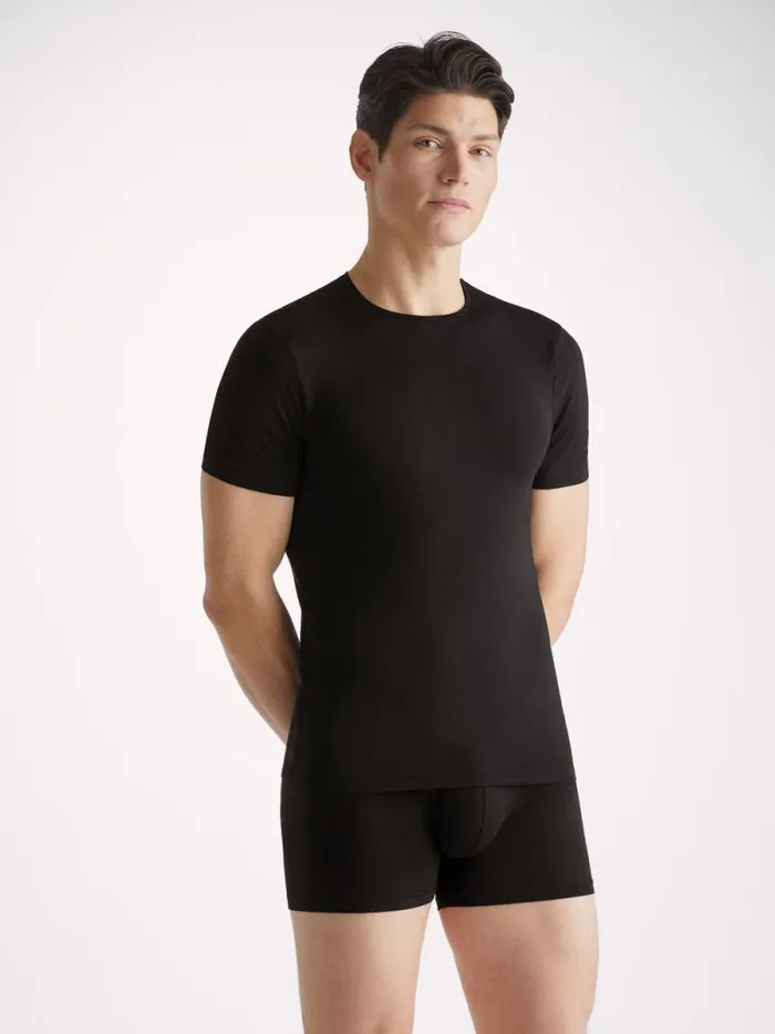 Derek Rose Underwear TShirts Men Underwear TShirt Alex Micro Modal Stretch Black Derek Rose Underwear TShirts Men Underwear TShirt Alex Micro Modal Stretch Black