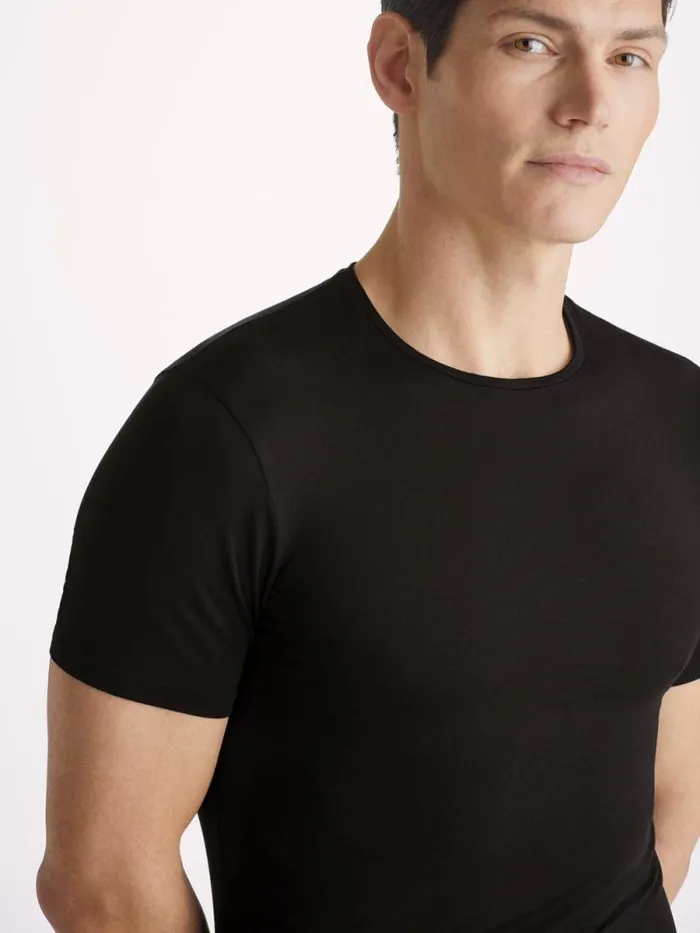 Derek Rose Underwear TShirts Men Underwear TShirt Alex Micro Modal Stretch Black