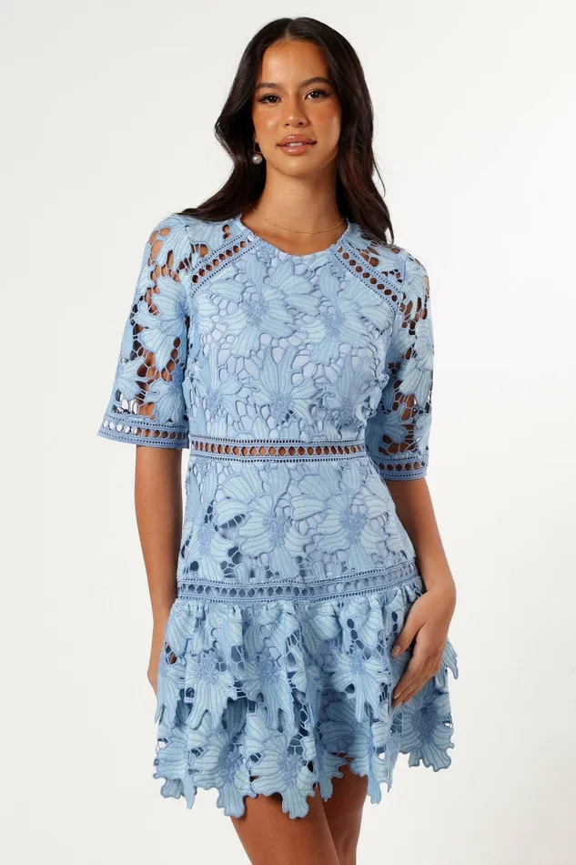 Destan Mini Dress Blue Multi Women Fall Dresses Petal and Pup