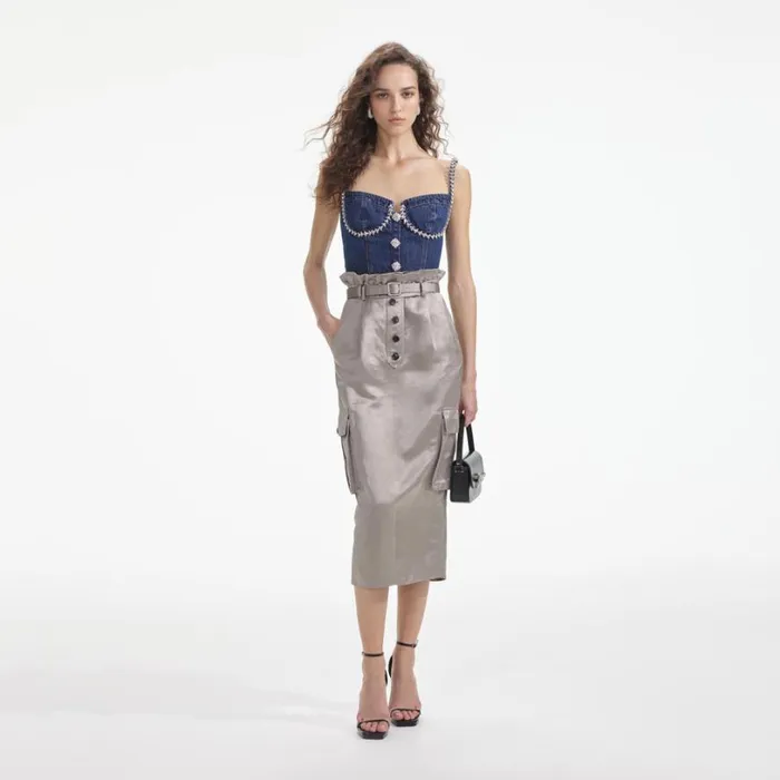 Diamante Denim Top Women Self Portrait Tops