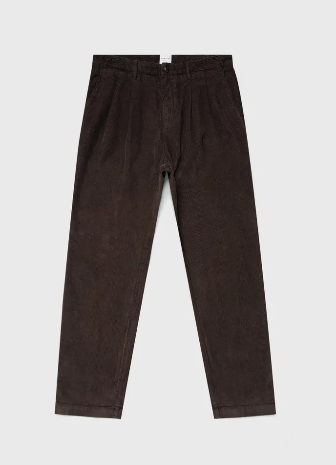 Double Pleat Corduroy Trouser Coffee Men SUNSPEL Pants