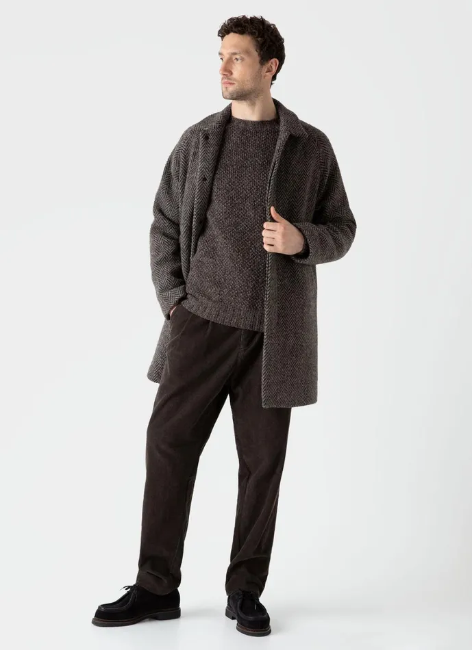 Double Pleat Corduroy Trouser Coffee Men SUNSPEL Pants