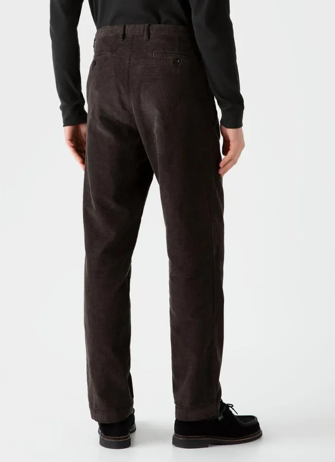 Double Pleat Corduroy Trouser Coffee Men SUNSPEL Pants