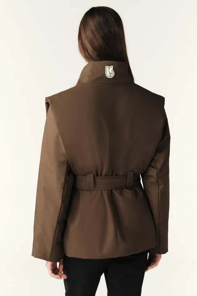 Down Jacket With Removable Sleeves Yaeli Brown Women Baandsh Jackets and Coats Down Jacket With Removable Sleeves Yaeli Brown Women Baandsh Jackets and Coats