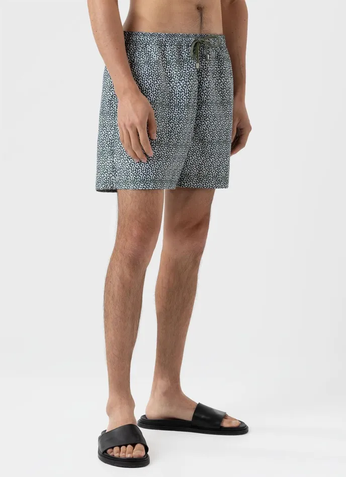 Drawstring Swim Shorts Green Painted Spot Print Men SUNSPEL Swimwear