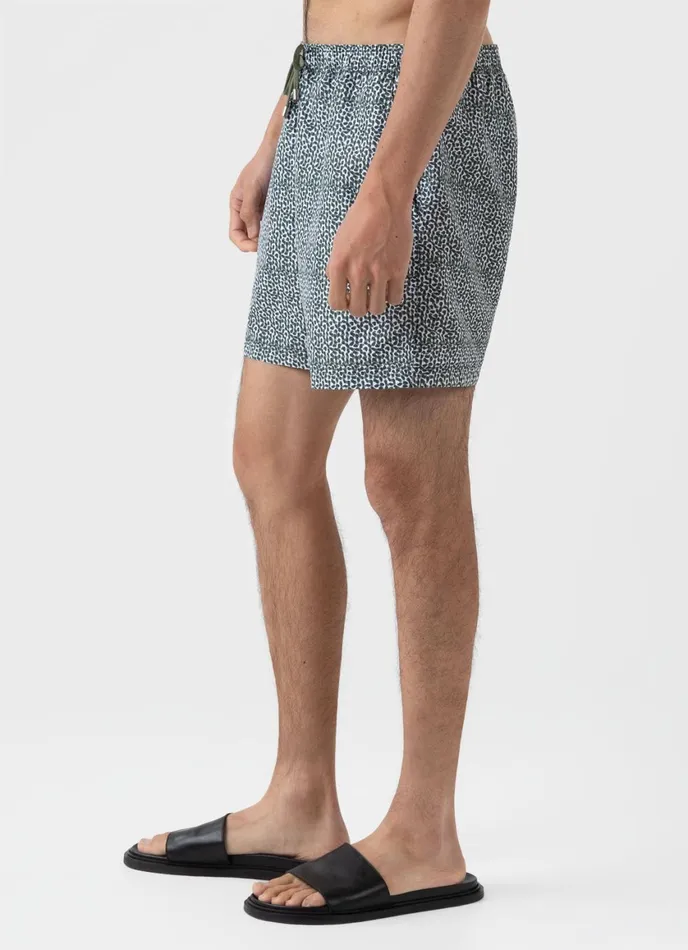 Drawstring Swim Shorts Green Painted Spot Print Men SUNSPEL Swimwear