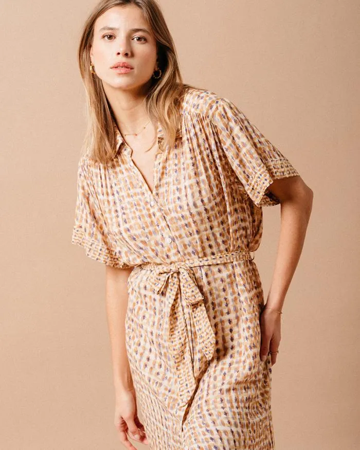 DRESS OCRE MAUVE Shop Grace and Mila Printed Dresses