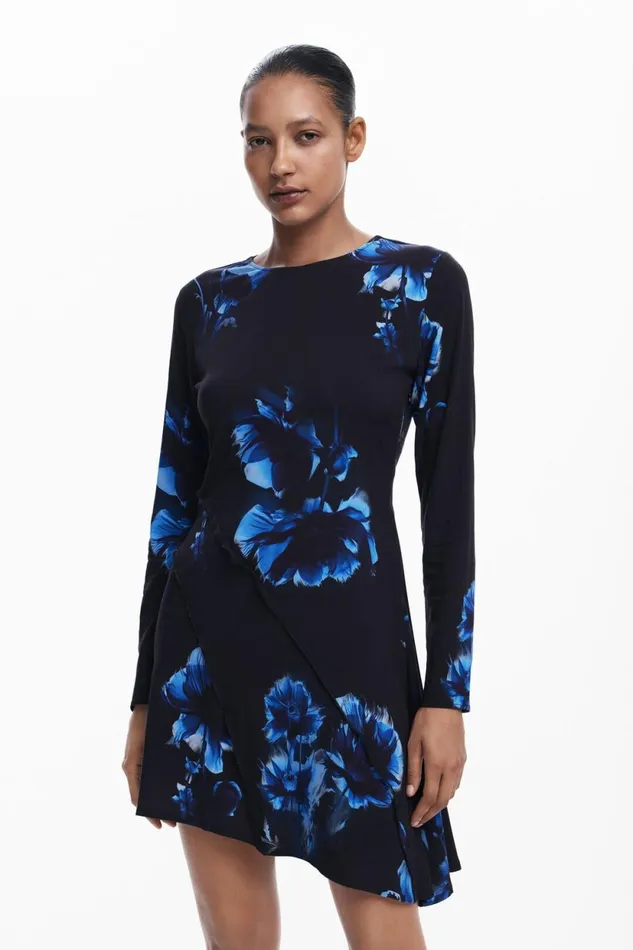 Dresses And Jumpsuits Women Desigual Asymmetrical Cut Dress Black
