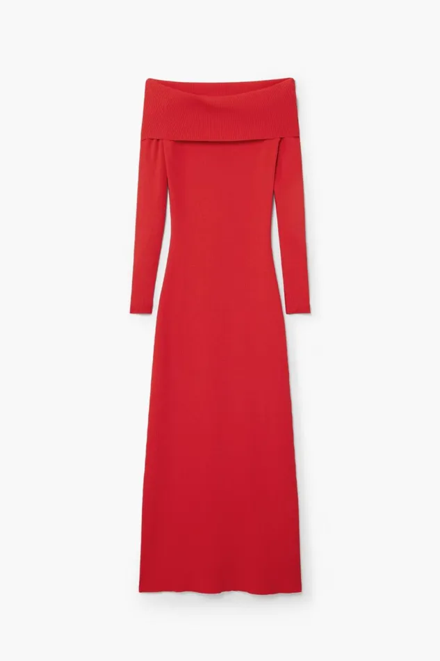 Dresses And Jumpsuits Women Desigual Bardot Neckline Dress Red