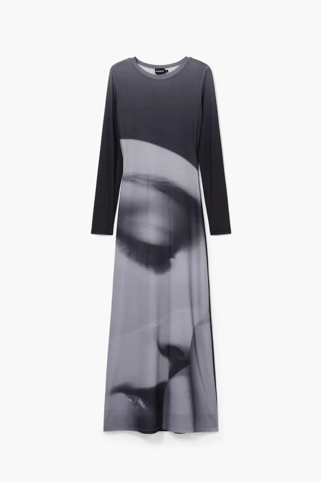 Dresses And Jumpsuits Women Desigual Long Portrait Dress Black