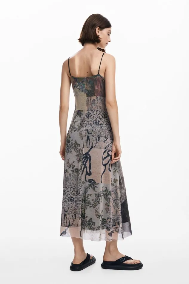 Dresses And Jumpsuits Women Desigual Printed Tulle Dress White