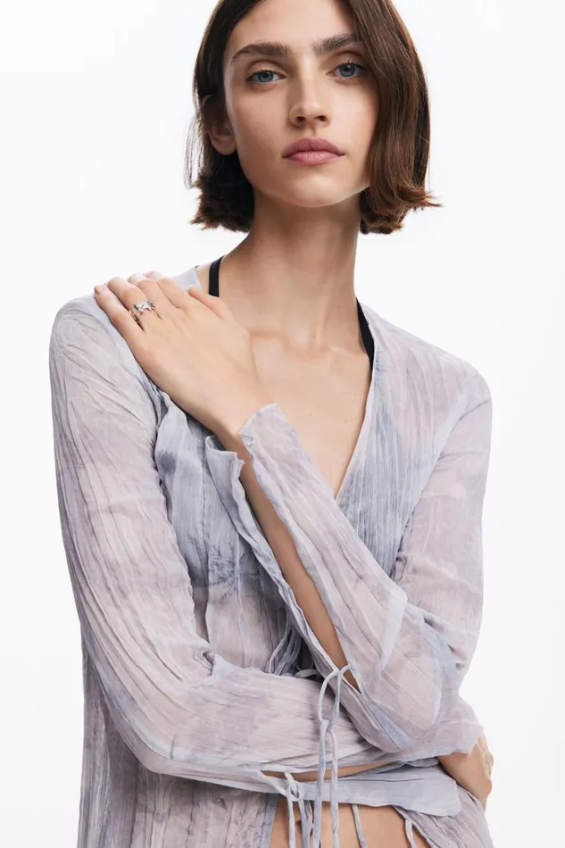 Dresses And Jumpsuits Women Desigual Vneck Blouse With Ruffles Black