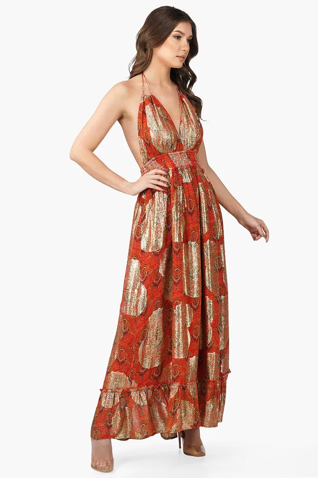 Dresses Omnia Halter Dress with Tiers 8211 America and Beyond Women
