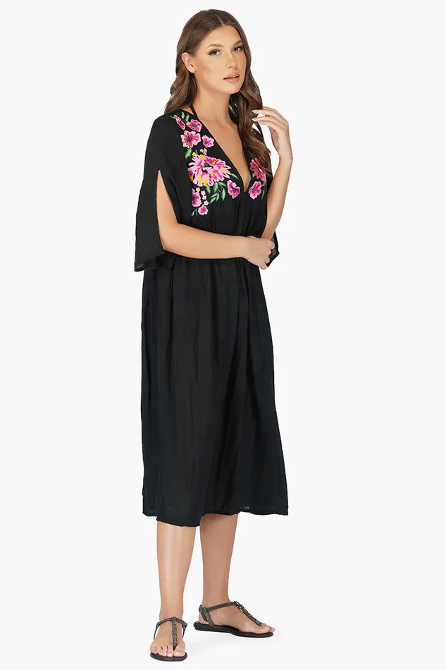 Dresses Women America and Beyond Mexican Floral Embroidered Viscose Dress