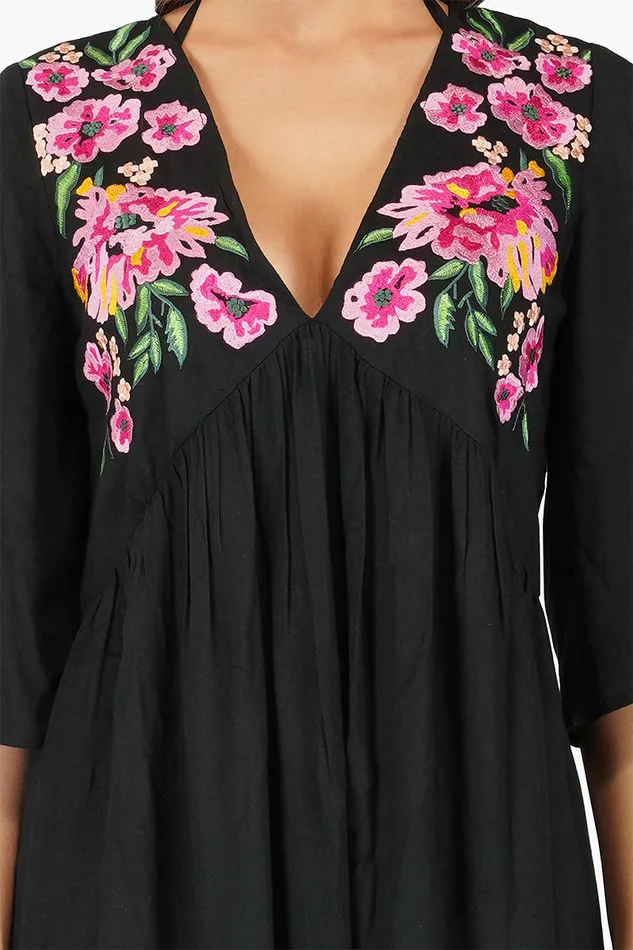 Dresses Women America and Beyond Mexican Floral Embroidered Viscose Dress