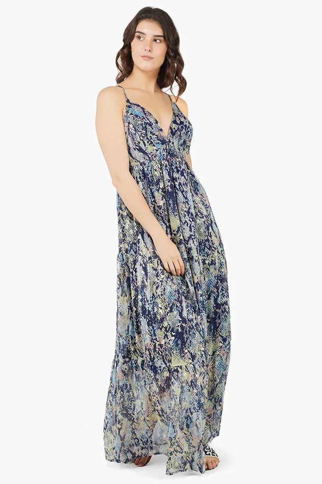 Dresses Women America and Beyond Shimmering Snakeskin Maxi Dress