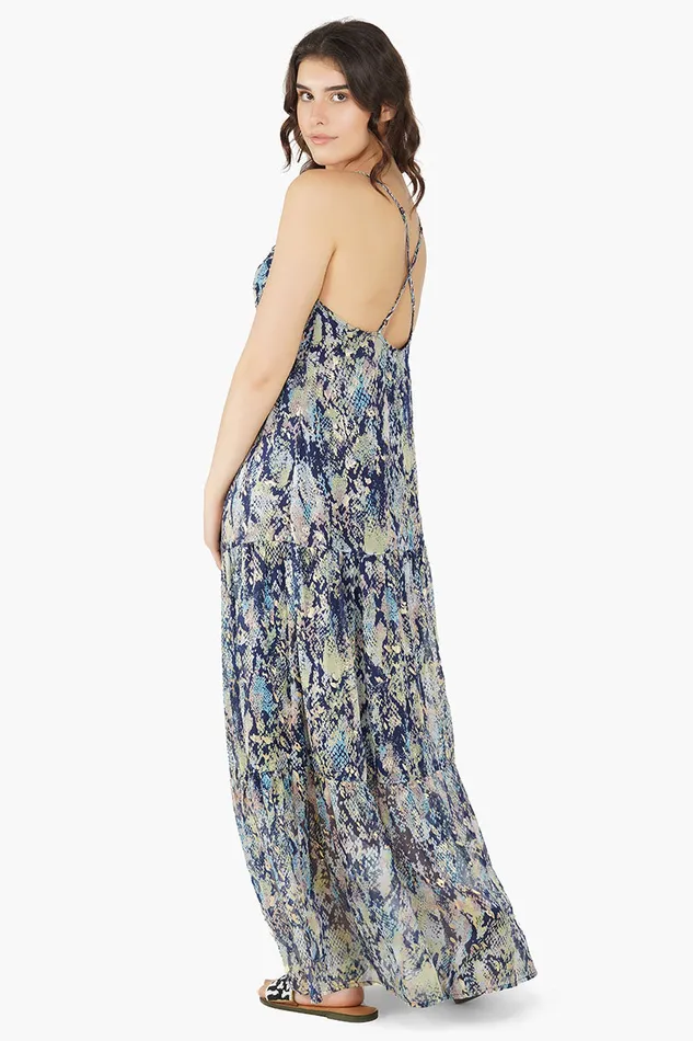Dresses Women America and Beyond Shimmering Snakeskin Maxi Dress