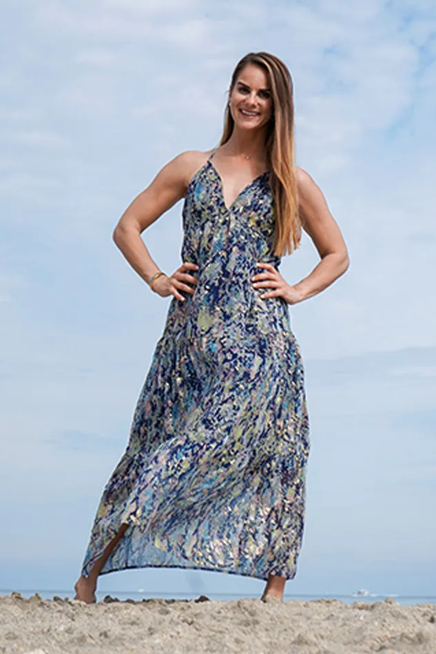 Dresses Women America and Beyond Shimmering Snakeskin Maxi Dress