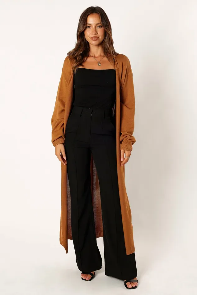 Dresses Women Nova Wrap Knit Midi Dress Camel Petal and Pup