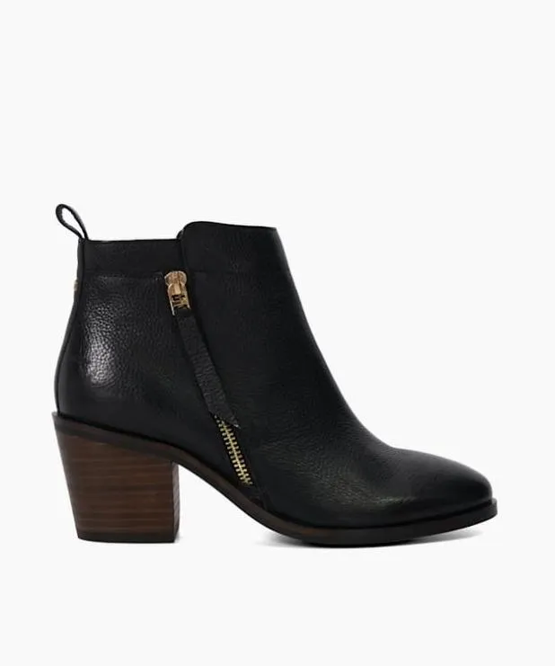 Dune London Ankle Boots Women Block Heel Side Zip Boots Black