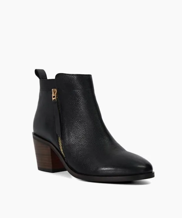 Dune London Ankle Boots Women Block Heel Side Zip Boots Black