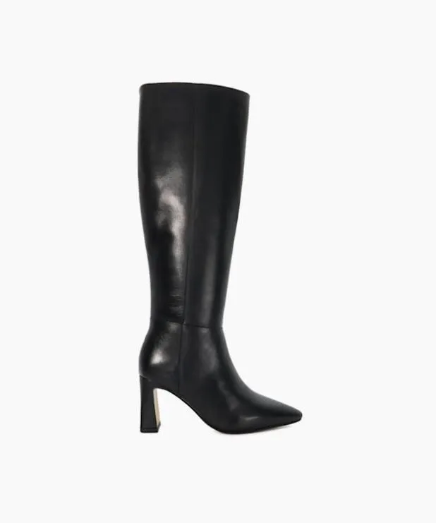 Dune London Black Boots Women Knee High Heel Boots Black