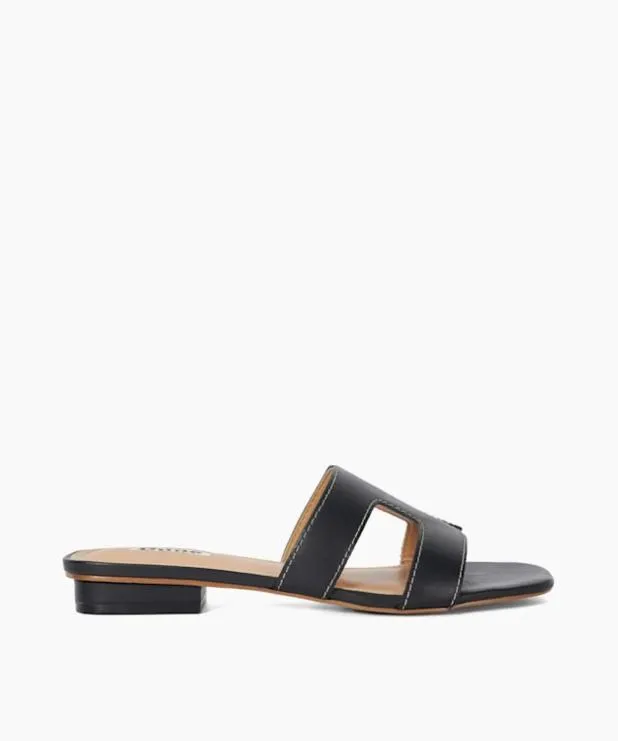 Dune London Black Sandals Women Smart Slider Sandals Black Leather