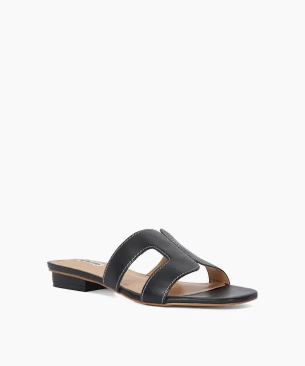 Dune London Black Sandals Women Smart Slider Sandals Black Leather