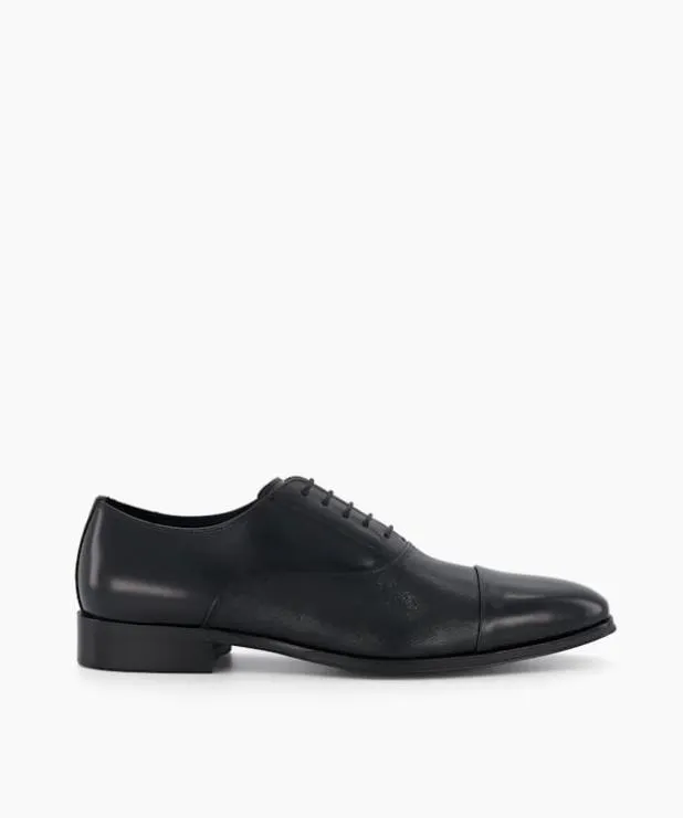 Dune London Black Shoes Men Wide Fit Leather Oxford Shoes Black