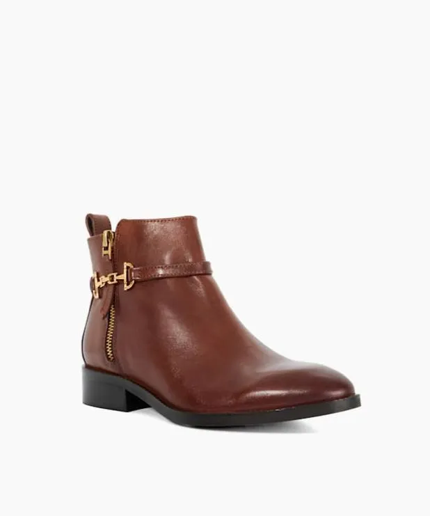 Dune London Brown Boots Women Wide Fit Leather Ankle Boots Brown