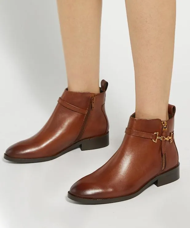 Dune London Brown Boots Women Wide Fit Leather Ankle Boots Brown