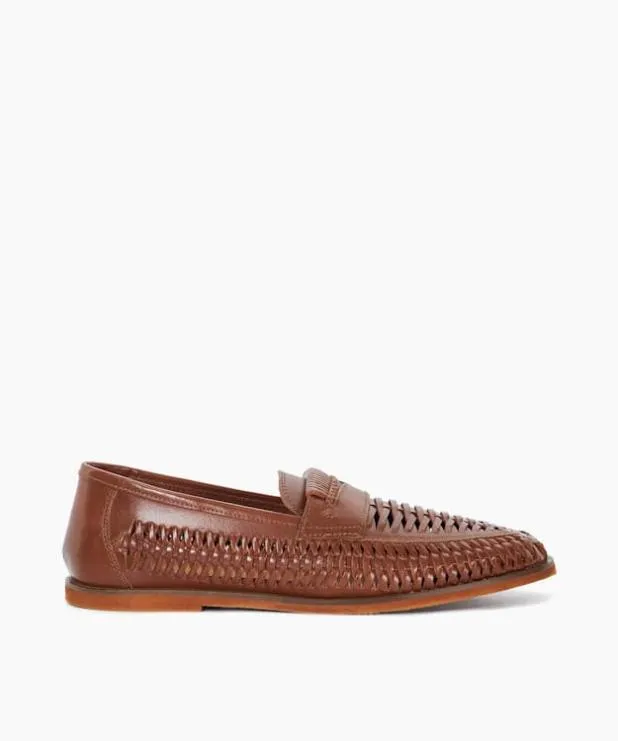 Dune London Brown Shoes Men Casual Woven Loafers Brown