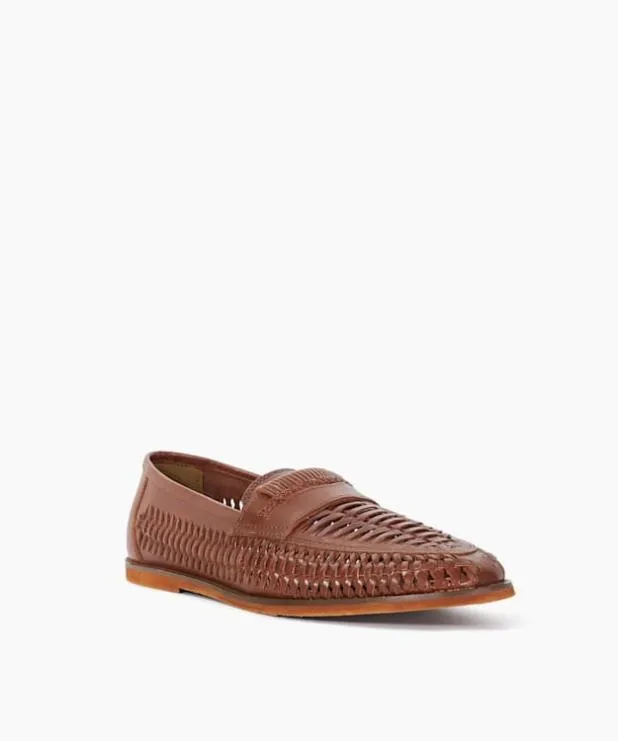 Dune London Brown Shoes Men Casual Woven Loafers Brown