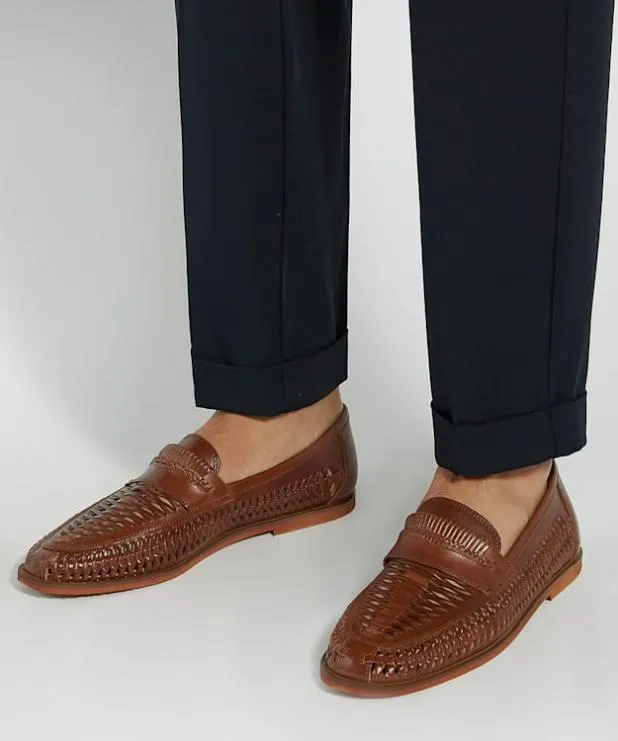 Dune London Brown Shoes Men Casual Woven Loafers Brown