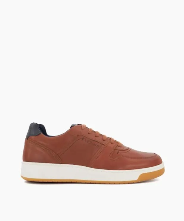 Dune London Brown Shoes Men Sustainable Leather LaceUp Trainers Brown