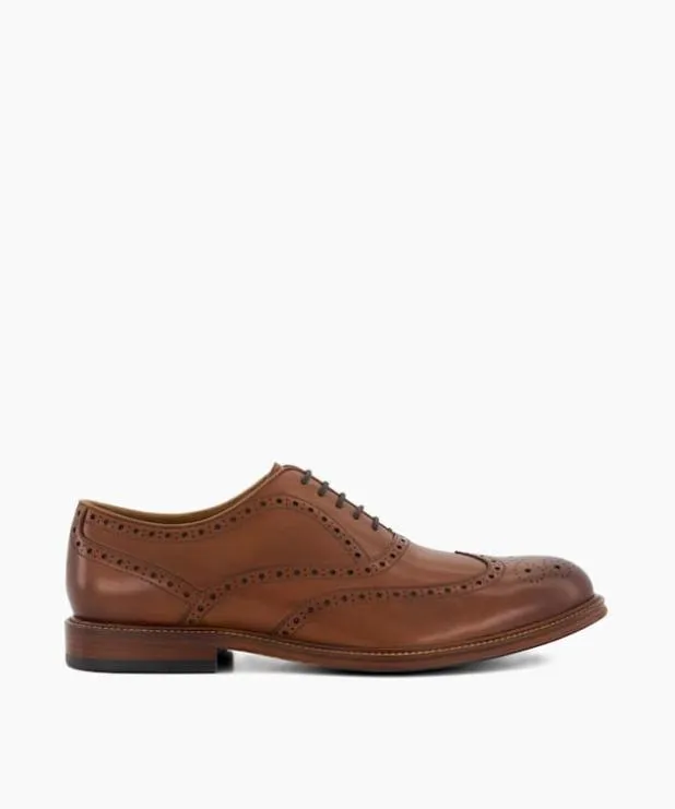 Dune London Brown Shoes Men ToeCap Leather LaceUp Shoes Brown Leather