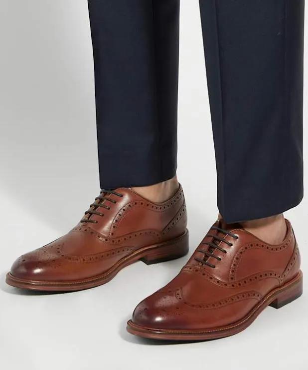 Dune London Brown Shoes Men ToeCap Leather LaceUp Shoes Brown Leather