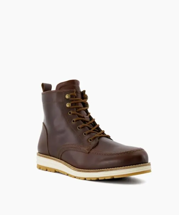 Dune London Casual Boots Men Leather Hiker Boots Brown