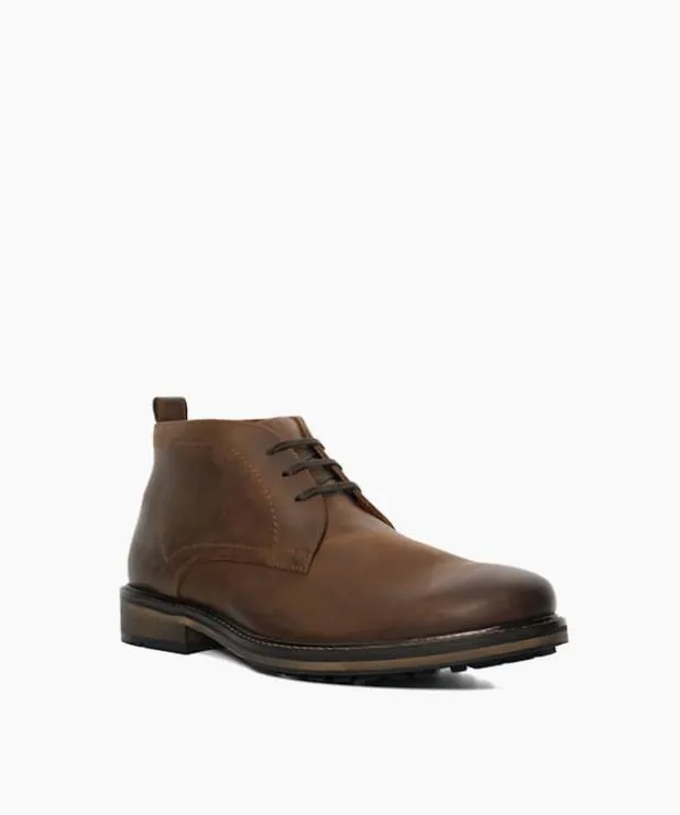 Dune London Chukka Boots Men Wide Fit Leather Chukka Boots Brown