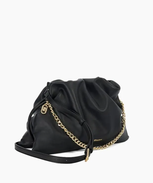Dune London Crossbody Bags Women Leather Drawstring Bag Black Leather