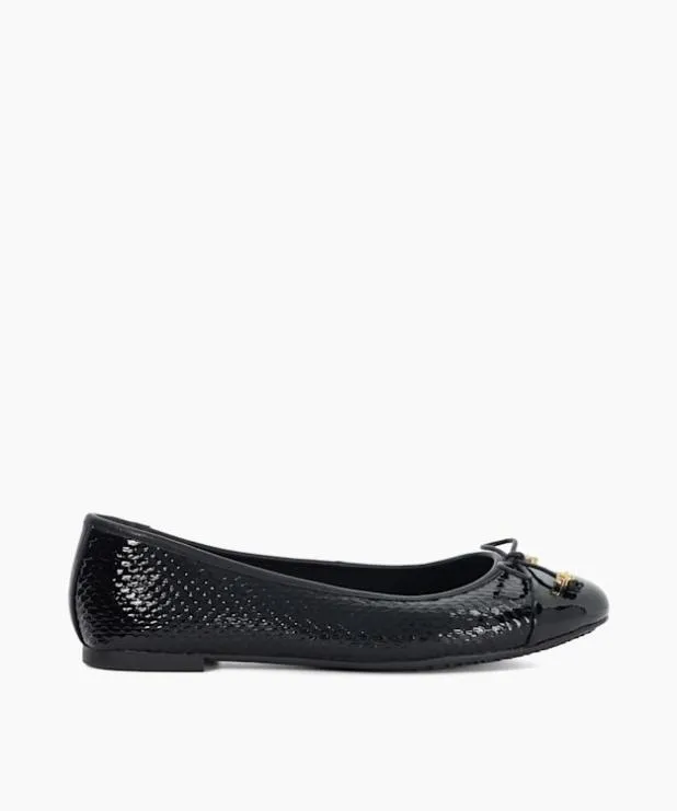 Dune London Flat Shoes Women Wide Fit CharmDetail Ballet Shoes Black Synthetic