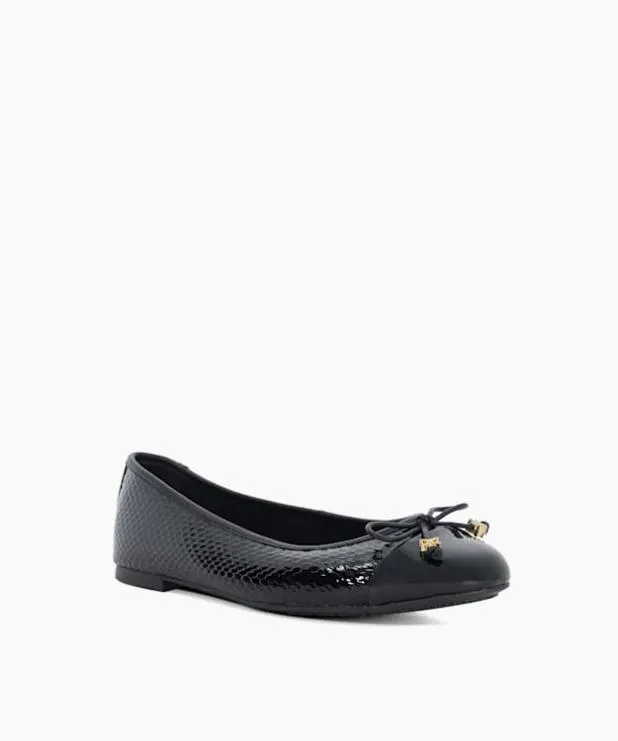 Dune London Flat Shoes Women Wide Fit CharmDetail Ballet Shoes Black Synthetic