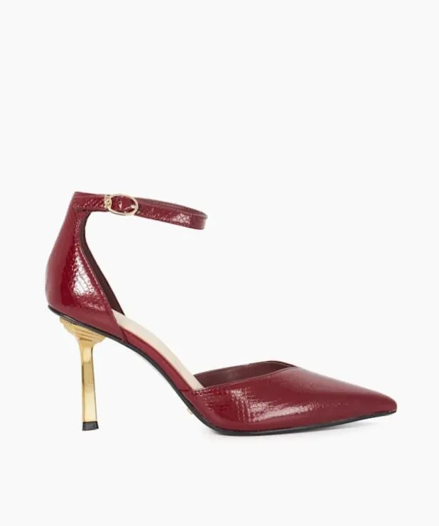 Dune London Heels Women Ankle Strap Emerald Heel Court Shoes Red