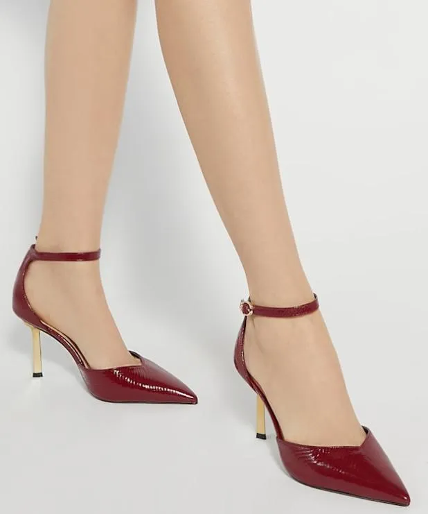Dune London Heels Women Ankle Strap Emerald Heel Court Shoes Red