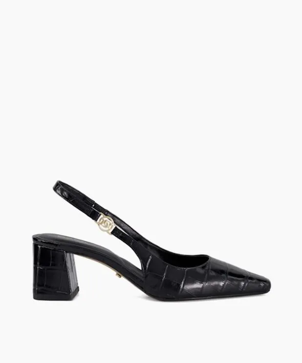 Dune London Heels Women Chisel Toe Block Heel Slingback Court Shoes Black