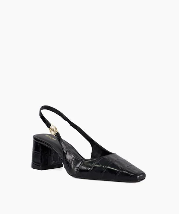 Dune London Heels Women Chisel Toe Block Heel Slingback Court Shoes Black